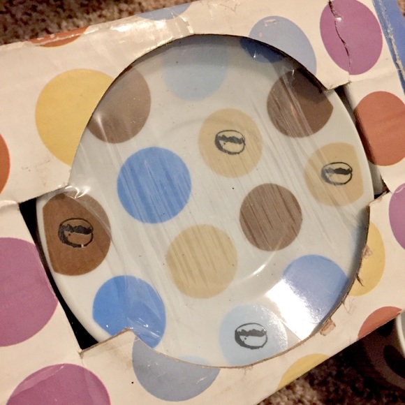 Espresso Ceramic Plate Cup Set Kawaii Mini Colorful Coffee Bean Polka Dot - Picture 3 of 6